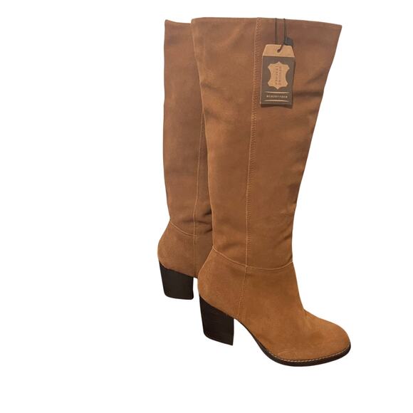 Crevo Atty Knee High Boots Women Size 6 Brown Suede Leather Boho Chic Block Heel - Picture 4 of 11